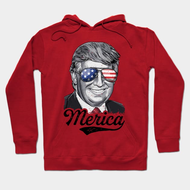 4th of July Trump 2020 Merica Patriotic Sunglasses USA Gift Hoodie by Ramadangonim